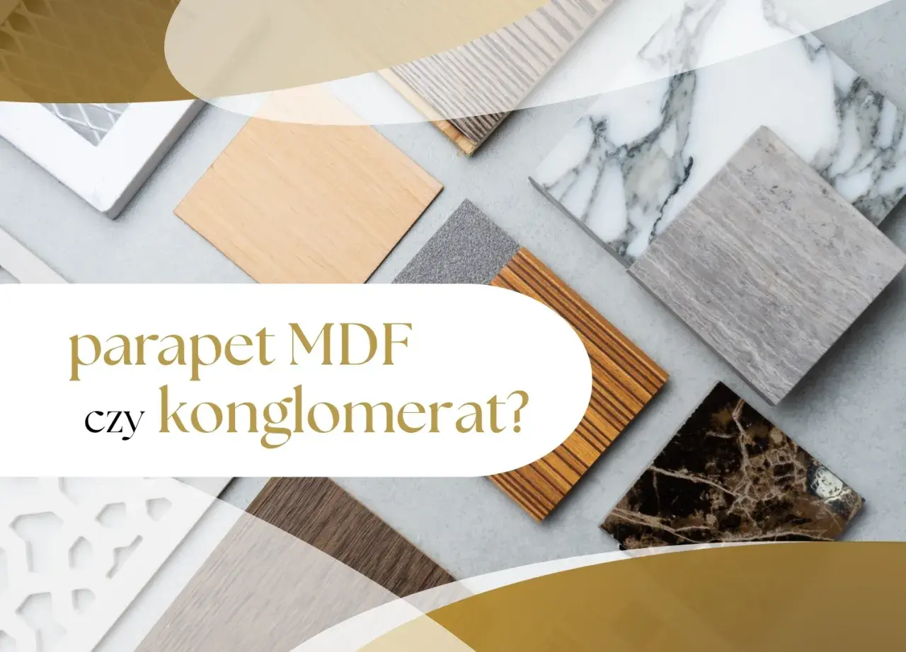 Wybór materiału na parapet: MDF czy konglomerat? Próbki różnych wykończeń okiennych.