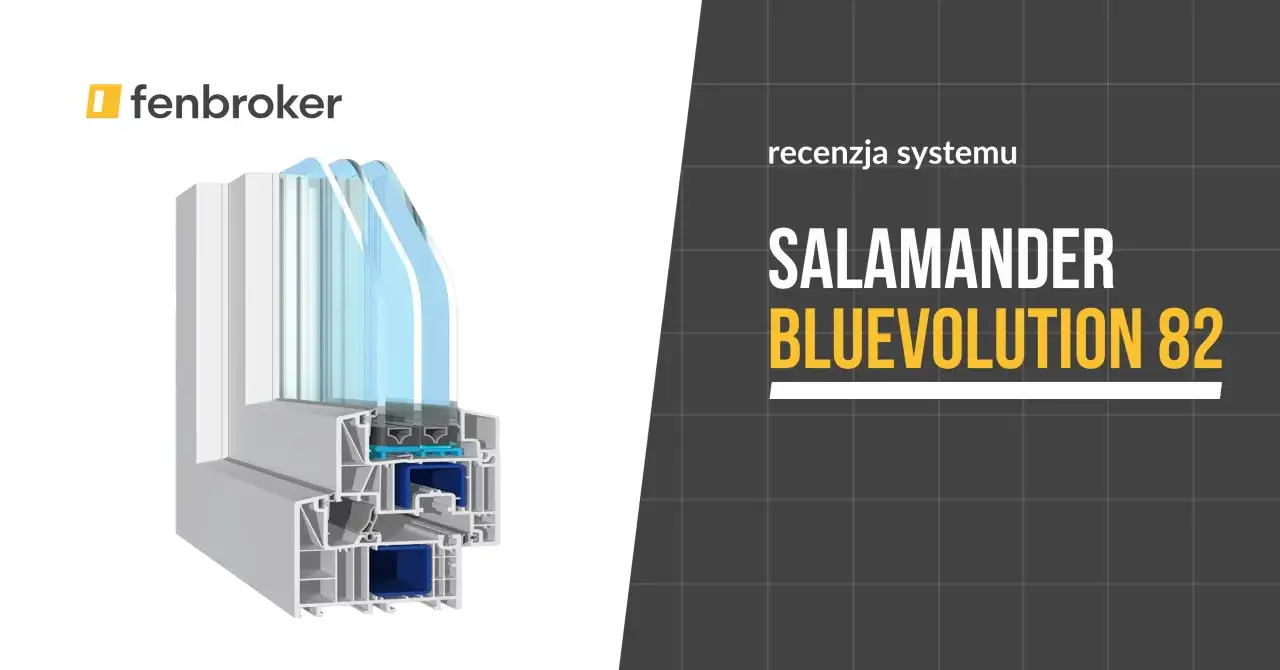 Przekr&oacute;j okna Salamander Bluevolution 82, prezentujący jego budowę i system profili.